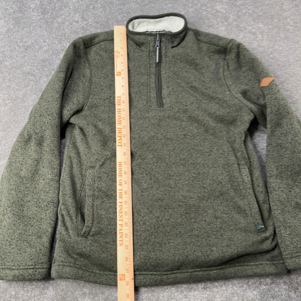 Orvis Quarter Zip Pullover Mens Size M Green Heathered Sherpa Lined Fleece Top